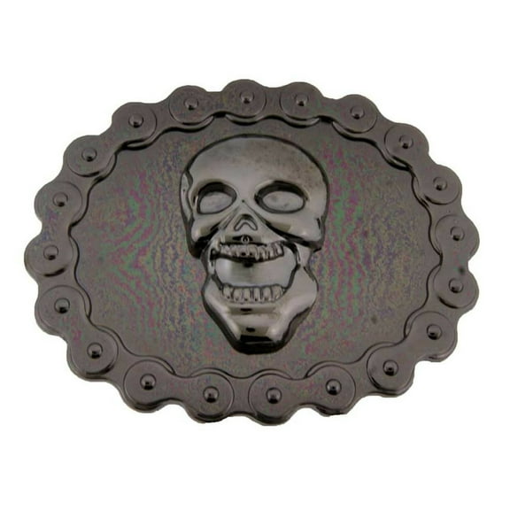 Skull Belt Buckle Motorbike Chains Border Rockers BikersGothic Tribal Tattoo Halloween Party Costume New