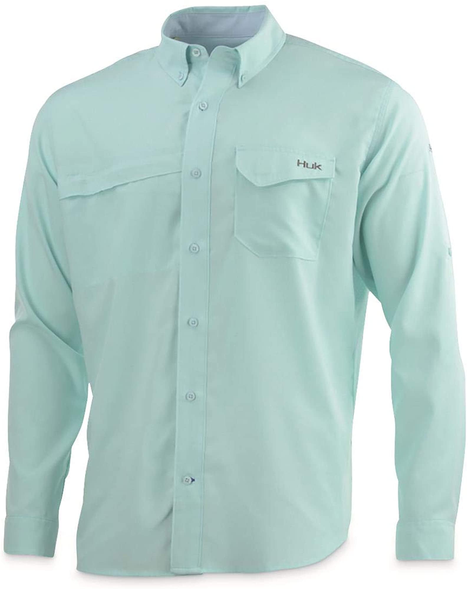 Button Down Performance Shirt with UPF 30 Sun Protection HUK Mens Tide Point Woven Solid Long Sleeve Shirt Button Down Performance Shirt with UPF 30 Sun Protection HUK Mens Tide Point Woven Solid Long Sleeve Shirt