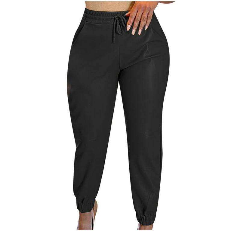 Yoga Pants Plus Size Casual Solid Color Comfy Low Rise Pants for Women  Fashion Slim Fit Workout Trendy Womens Pants Drawstring Lightweight Party  Vacation Beach Pants with Pocket（Black,3XL） 