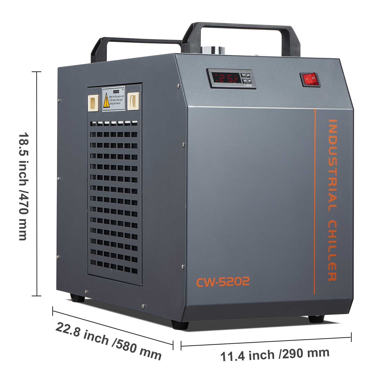 KFFKFF Commercial Water Chiller, CW-5202, Business Water Cooling System with Integrated Compressor, 7L Water Reservoir Capacity, Maximum Flow Rate of 18 L/min