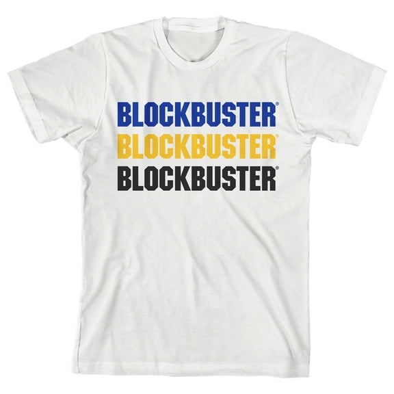 Bioworld Blockbuster Multicolor Logo Youth White Short Sleeve Crew Neck Tee-Medium