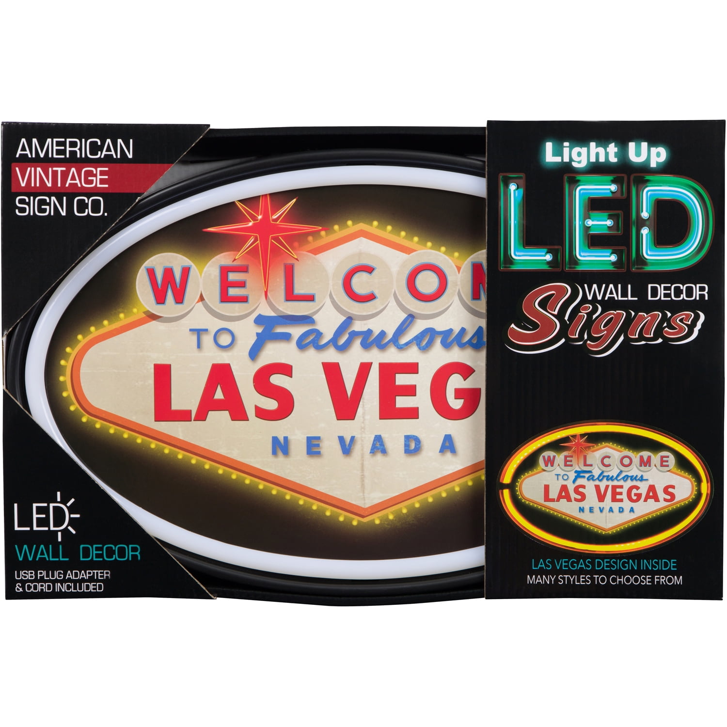 Welcome to Las Vegas LED Neon Sign Vintage Inspired Retro Wall Decor for the Home, Game Room, Bar, or Man Cave (16” x 10” x 2”)