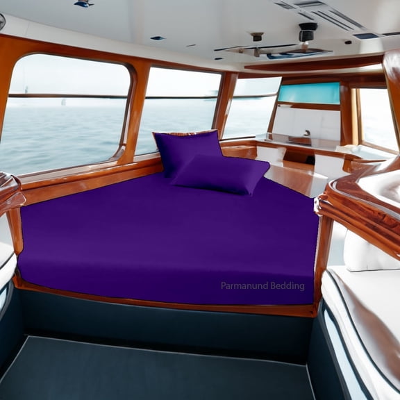 Universal XL V Berth 4 Piece 100% Egyptian Cotton 800TC The Best Boat V Berth Bedding Fits mattresses up to 4 Depth Durable & Easy Washable - Great Gift for Boaters ( Purple )