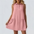 thumbnail image 4 of hoksml Women's 2026 Capsule Wardrobe Sleeveless Collared Shirt Mini Dress with Ruffle Pockets Casual Woven Dress, 4 of 6