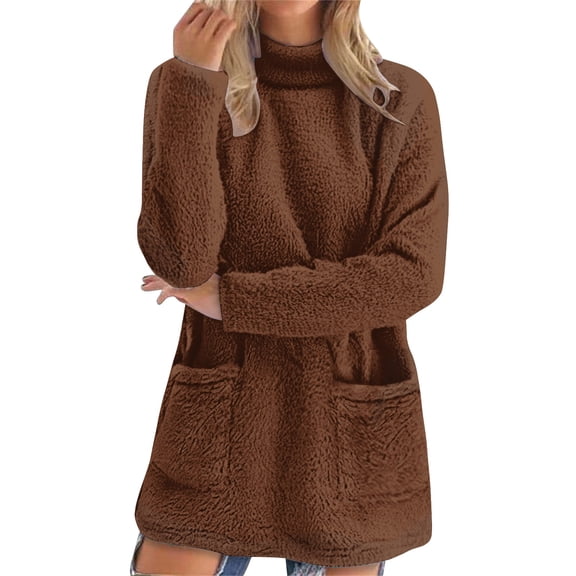 Womens Cozy Sweater, Yigetop Womens Winter Warm Sweater Casual Oversized Loose Pullover Sweater Tops Long Sleeve Crewneck Pullover Pull Over Sweaters Womens, Brown L