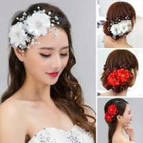 Eoperou Bridal Headpiece Faux Pearl Fake Flower Rhinestone Decor Exquisite Luxury Anti-slip Lightweight Photo Prop Prom Party Wedding Hair Styling Tool Hair Accessories