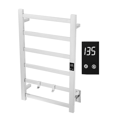 Topdattion Electric Towel Warmer | Super Thin | Hardwired & Plug-in | 6 Bar Polished