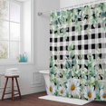 thumbnail image 6 of Eucalyptus Leaves Daisy Shower Curtain for Bathroom Decor, Summer Farmhouses Black Plaid Waterproof Fabric Shower Curtain, 72"x96" Set with 12 Hooks, 6 of 9