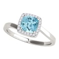 thumbnail image 3 of Mauli Jewels Rings for Women 2.35 Carat Cushion Cut Aquamarine And Diamond Ring prong 10K Solid Rose, White & Yellow Gold, 3 of 7