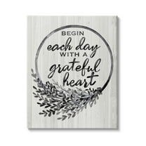 Stupell Industries Begin Each Day Grateful Heart Vintage Country Wreath, 36 x 48,Design by Arrolynn Weiderhold