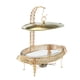 thumbnail image 3 of Juego de buffet con plato para calentar alimentos con tapa colgante, elegante calentador de alimentos de vidrio, metal y dorado 3 litros, 3 of 9