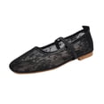 thumbnail image 2 of Samdudou Ballet Flats for Women Closed Toe Square Front Mary Jane Shoes Romantic Sheer Lace Mesh Floral Pattern Breathable Slip On Footwear with Elastic Strap for Everyday, 2 of 9