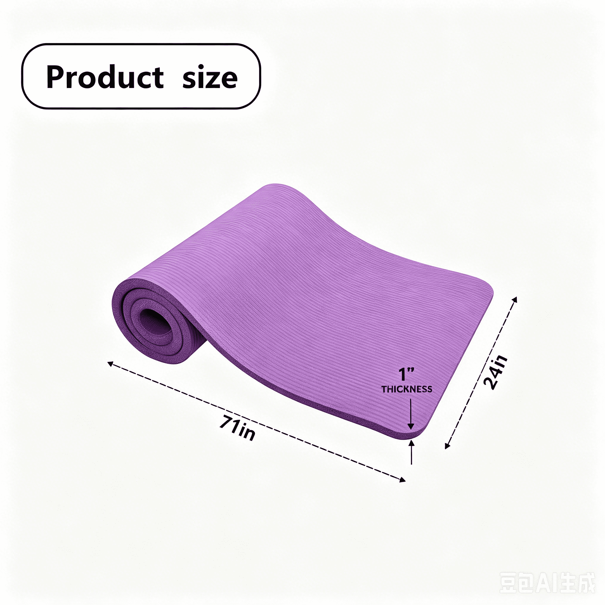 ZHANGJIA 71x24 Inches Extra Thick Yoga Mat 1-Inch High-Density Foam – Roll-Up Exercise Pad with Double-Sided Non-Slip Surface and Carrying Strap for Pilates and Home Workouts Purple