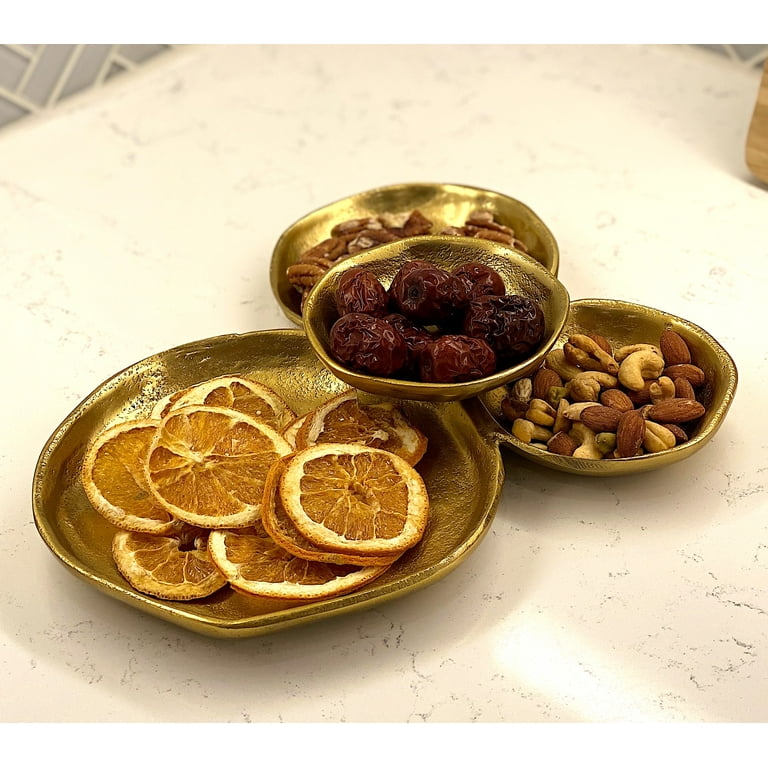 Gold Tray Elegant Metal Serveware For Nuts Dried Fruits Tapas Appetizers  Condiments Kitchen Party Bar Entertainment 13 x 10