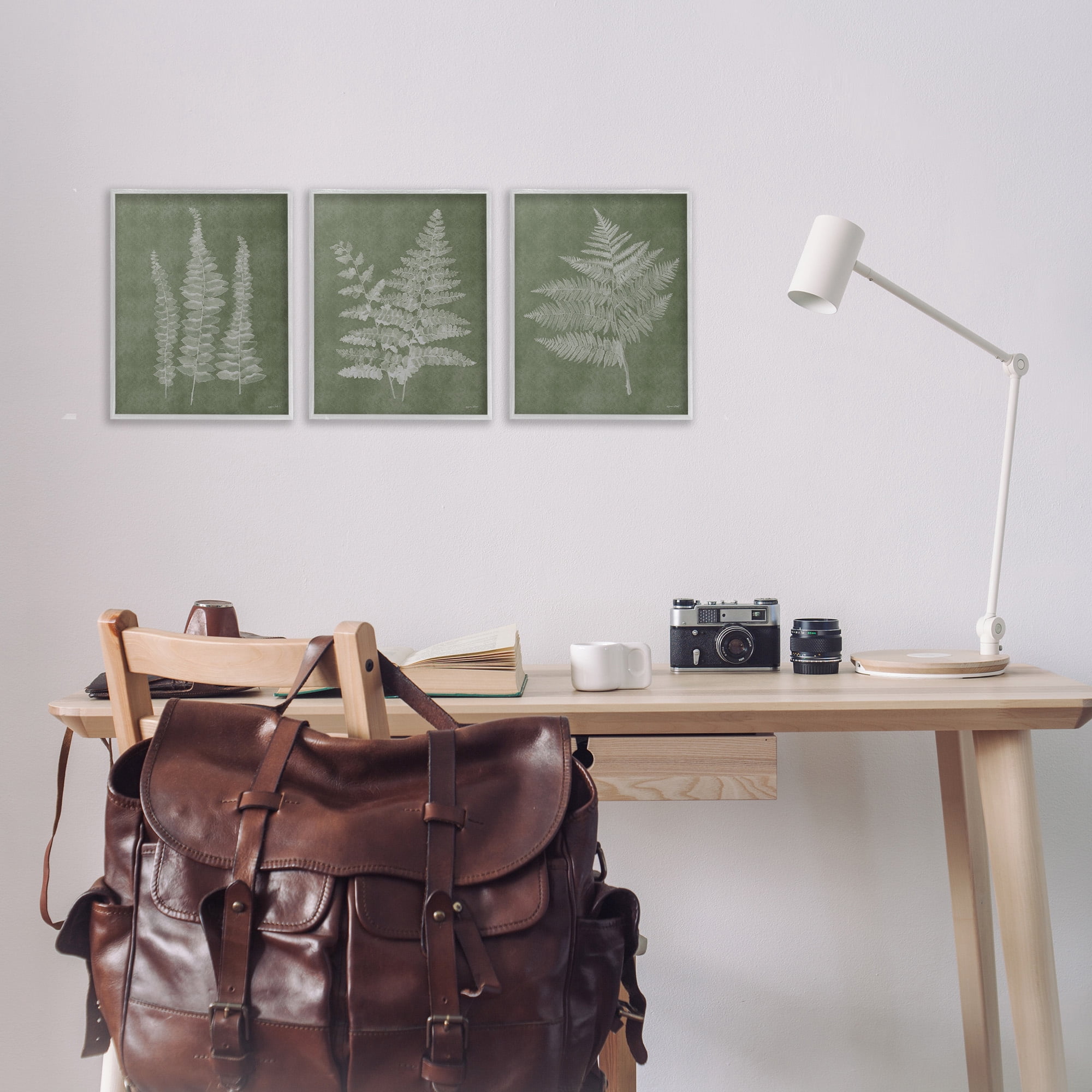 Stupell Industries Vintage Fern Silhouettes Botanical & Floral Painting Gray Framed Art Print Wall Art, 11 x 14, Set of 3