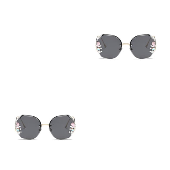 Gafas de sol sin marco Sonducket Vintage de lujo para mujer lentes degradados UV400 Negro 2piezas