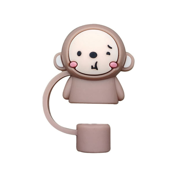Coloridos tapones de silicona de dibujos animados para pajitas y tapas de bebidas reutilizables para niños