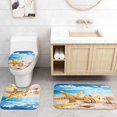 thumbnail image 4 of 4 piezas de juego de cortina de ducha Starfish Seashells Beach Blue Sky Ocean Vacation con alfombras antideslizantes tapa de inodoro y alfombra de baño decoración set 72 & quot; X 72 Feliz Sencillez, 4 of 5