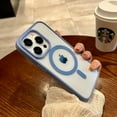 thumbnail image 1 of Luxury Titanium Grey Magsafe Acrylic Case For iPhone 15 14 13 12 11 15 Pro Max Plus Wireless Charge Clear Shockproof Cover Far Peak Blue For iPhone 13, 1 of 6