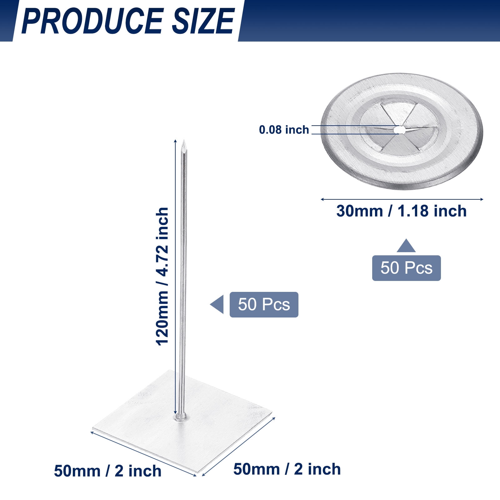 Uxcell Self Stick Insulation Pins, Self Locking Washers for Foam Board 120mm