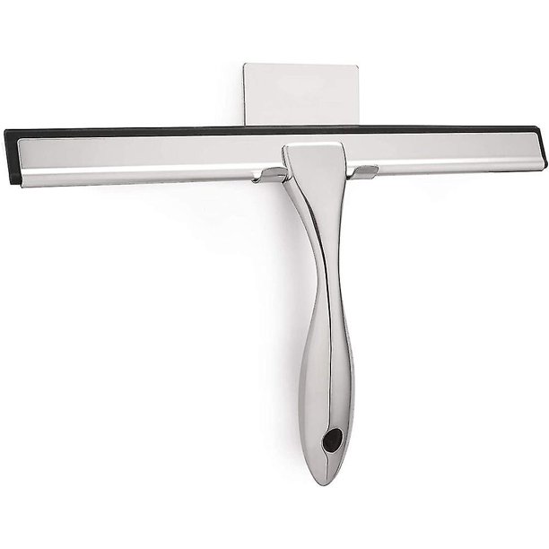 Escobilla de goma para ducha multiusos para puertas de ducha, baños, ventanas y cristales de automóviles, acero inoxidable (14 pulgadas)