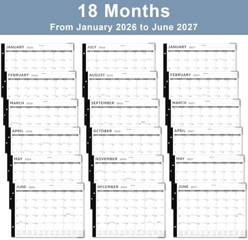 Desk Calendar 2026, Tekola 22" x 17" Large Desk Calendar, 18 Mouths From January 2026 to June 2027, Desktop Calendar with Notes and Thick Paper for Home, Office and School
