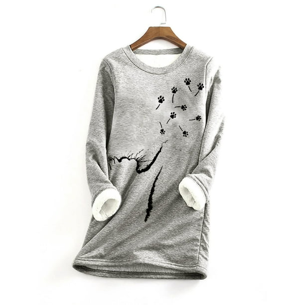 Puntoco Sudadera con estampado de forro polar grueso para mujer Ropa interior cálida Liquidación Puntoco Puntoco-7339