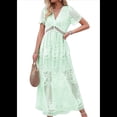 thumbnail image 3 of Vestido de Novia de Encaje Floral con Cuello en V y Corta para Mujer, Vestido para Dama de , Cóctel o Fiesta Verde S, 3 of 10