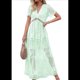 thumbnail image 3 of Vestido de Novia de Encaje Floral con Cuello en V y Corta para Mujer, Vestido para Dama de , Cóctel o Fiesta Verde S, 3 of 10