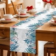 thumbnail image 5 of Coastal Teal Seaweed Table Runner 70 Inches, Summer Beach Coral Starfish Retro Bed Runner Dresser Scarves Tabletop for Indoor Outdoor Parties/Ceremony/Banquet, 13" x 70", 5 of 9
