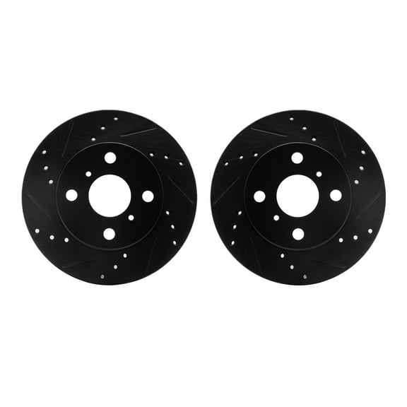 Dynamic Friction Company Front Brake Rotors-Drilled and Slotted-Black 8002-76061