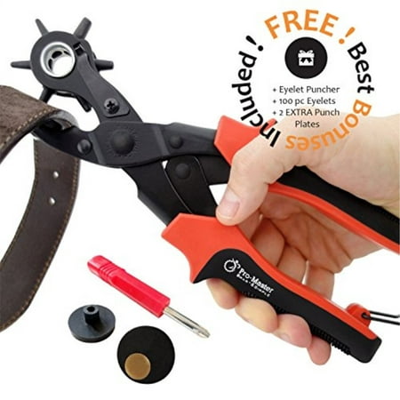 Best Leather Hole Punch Set for Belts, Watch Bands, Straps, Dog Collars, Saddles, Shoes, Firic, DIY Home or Craft Projects. Super Heavy Duty Rotary Puncher, Multi Hole Sizes Maker Tool, 3 Yr
