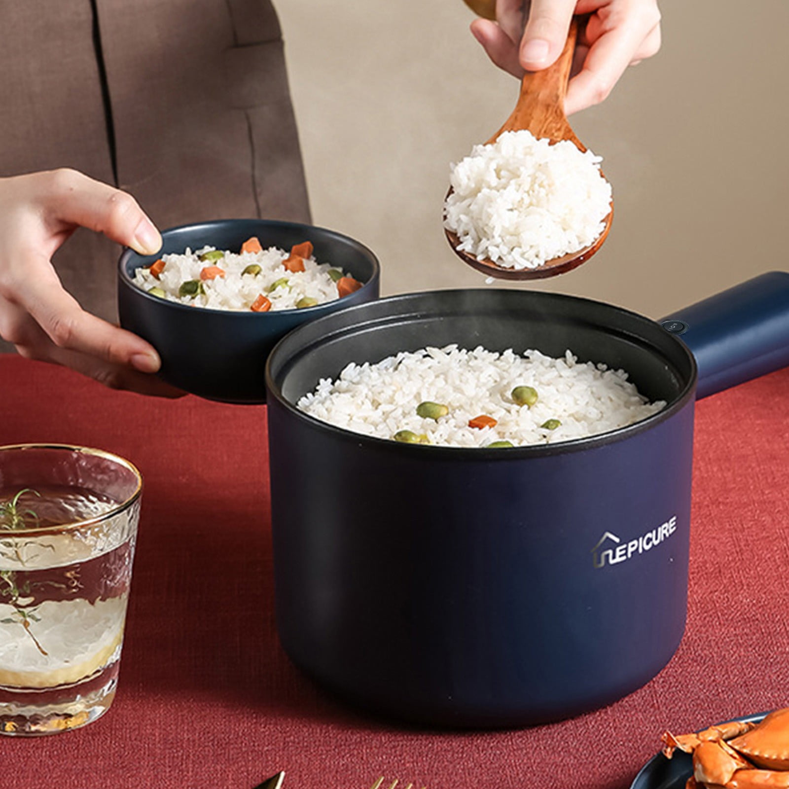Avdolw 450W Multifunctional Electric Cooker with 1.8L Capacity - Non-Stick Mini Pot for Rice, Steak, and Soup