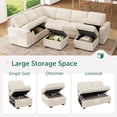 thumbnail image 5 of Marrber Beige Oversized 8-Seater Pull-Out Sofa Bed, Modular Sectional with Storage, L/U-Shaped Corduroy Cloud Couch for Living Room, 5 of 10