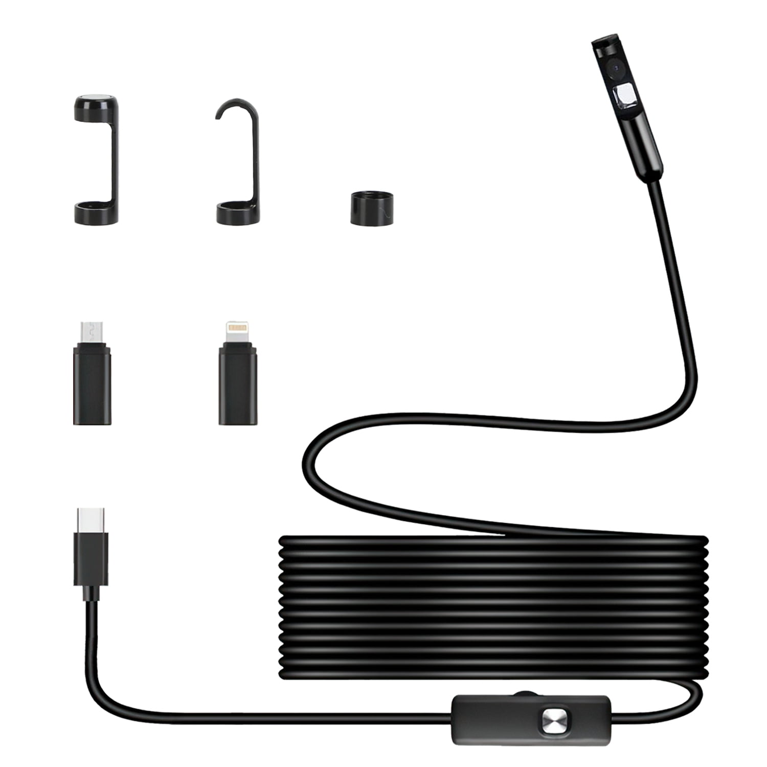(*YYL-Design*)--Endoscope Camera 1920P HD IP67 Waterproof Inspection Borescope Tool With Light And 8 & 1 Dual Lens 16.4ft Semi Rigid Snake Cable Stepless Brightness APP Control For IOS And Android.;[