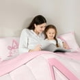 thumbnail image 5 of Castle Fairy Monogrammed Letter 2pcs Bedding Comforter Set,Chic Flower Twin Comforter Sets,Kawaii Bow Breathable Bedding Set,Microfiber Girls Bedroom Decor,Reversible, 5 of 8