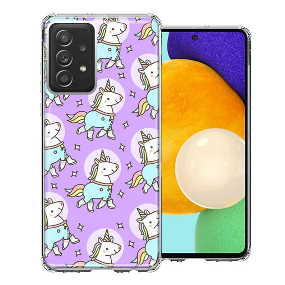 MUNDAZE For Samsung Galaxy A52 Cute Unicorns Purple Design Double Layer Phone Case Cover