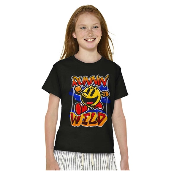 Airbrushed PACMAN Game Runnin Wild Crewneck T Shirts Boy Girl Teen Brisco Brands L
