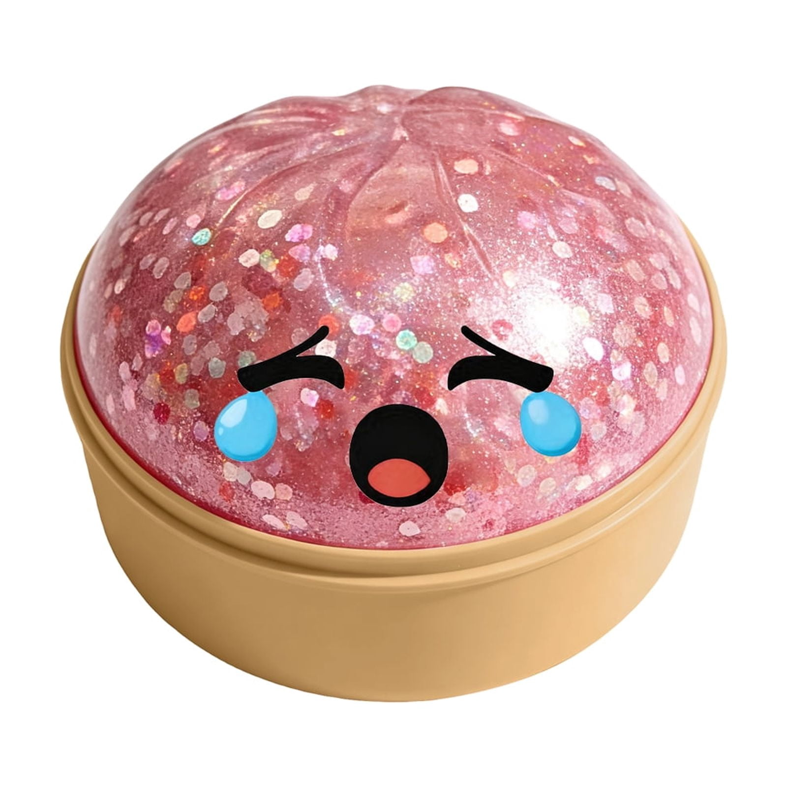 Glitter Colorful Dumpling Squishy, Cute Squishy Dumpling Large with Steamer, Squishy Dumpling Doll with Cute Expressions, Silicone Bun Sensory Fidget Dolls, Hand Pinching Decompression Dolls