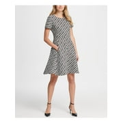 DKNY $129 Womens New Black Blocked Zippered Jewel Neck Short Sleeve Dress 14 B+B