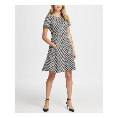 DKNY $129 Womens New Black Blocked Zippered Jewel Neck Short Sleeve Dress 14 B+B