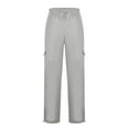 thumbnail image 5 of Men's Casual Cargo Sweatpants - Fleece Loose Fit Open Bottom with Pockets Drawstring Waist Athletic Pants for Men's Daily Wear​ Light Gray XL, 5 of 7