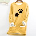 thumbnail image 2 of Feancey Women's Fleece Lined Tops Winter Warm Sherpa Lined Crewneck Pullover Cute Cat Paw Print Loungewear Long Sleeve Thermal Tunic Tops with Pockets Yellow 3XL, 2 of 4