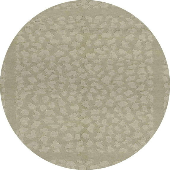 Ahgly Company Machine Washable Indoor Round Abstract Sand Brown Area Rugs, 3' Round