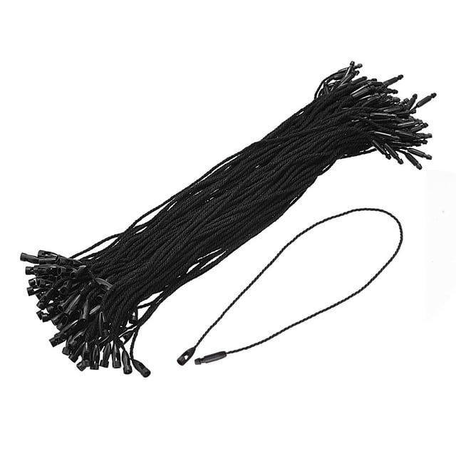 Unique Bargains Cotton Hang Tag String Snap Lock Price Tag Fastener Ties black 7.8 inch 500pcs