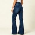thumbnail image 4 of Karymi Shorts for Women High Waist Multi Button Flare Jeans, Button Fly Belt Loops Full Length Bootcut Denim Trousers, Square Patch Front Pockets Wide Leg Pants Woman, 4 of 6
