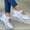 #099-White, variant on Round Toe Knit Roman Sandals for Women – Comfortable Thick Sole Hook and Loop Closure with Breathable Mesh Design Casual Summer Slides