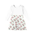 thumbnail image 5 of XADYUY Girls Fall Dresses Kids Casual A-Line Long Sleeve Girls Midi Dresses Floral Print Crew Neck Dresses Basic Twirly Skater Dresses 9-10 Years,Light pink, 5 of 6