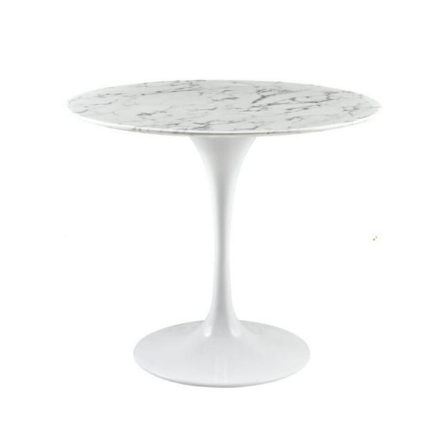 Table de salle à manger en marbre blanc Brenleigh 36"