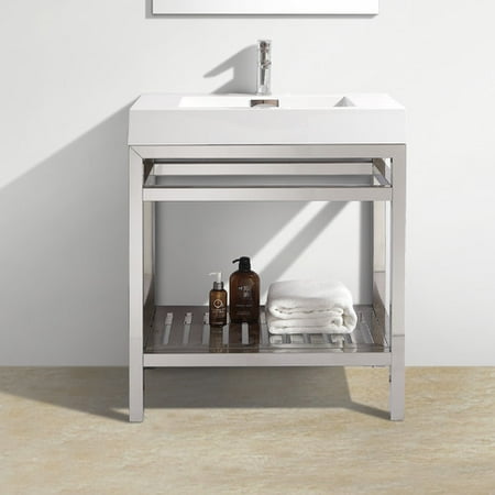 Kube Bath Cisco 30 Modern Stainless Steel Vanity Base Kube Bath Cisco 30 Modern Stainless Steel Vanity Base